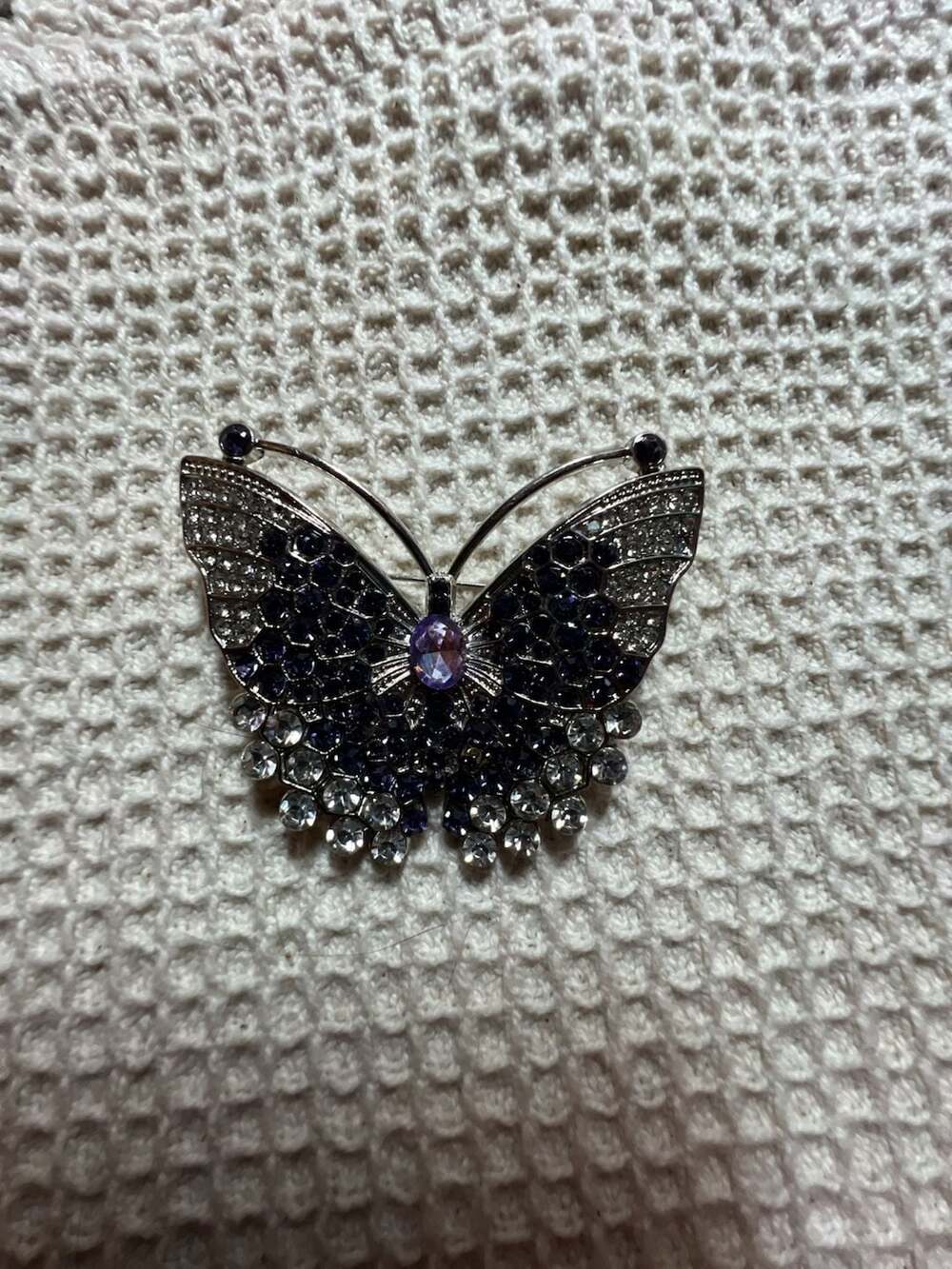 Alilang Empress Monarch Purple Ombre Butterfly Rhinestone Brooch